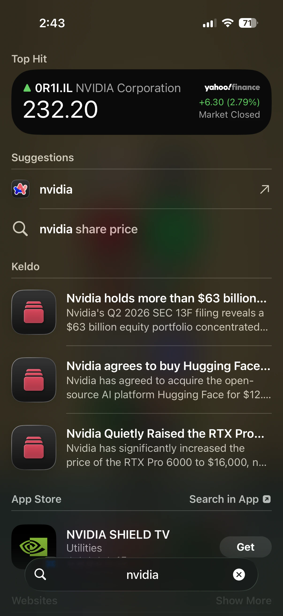 Spotlight in Keldo on iPhone