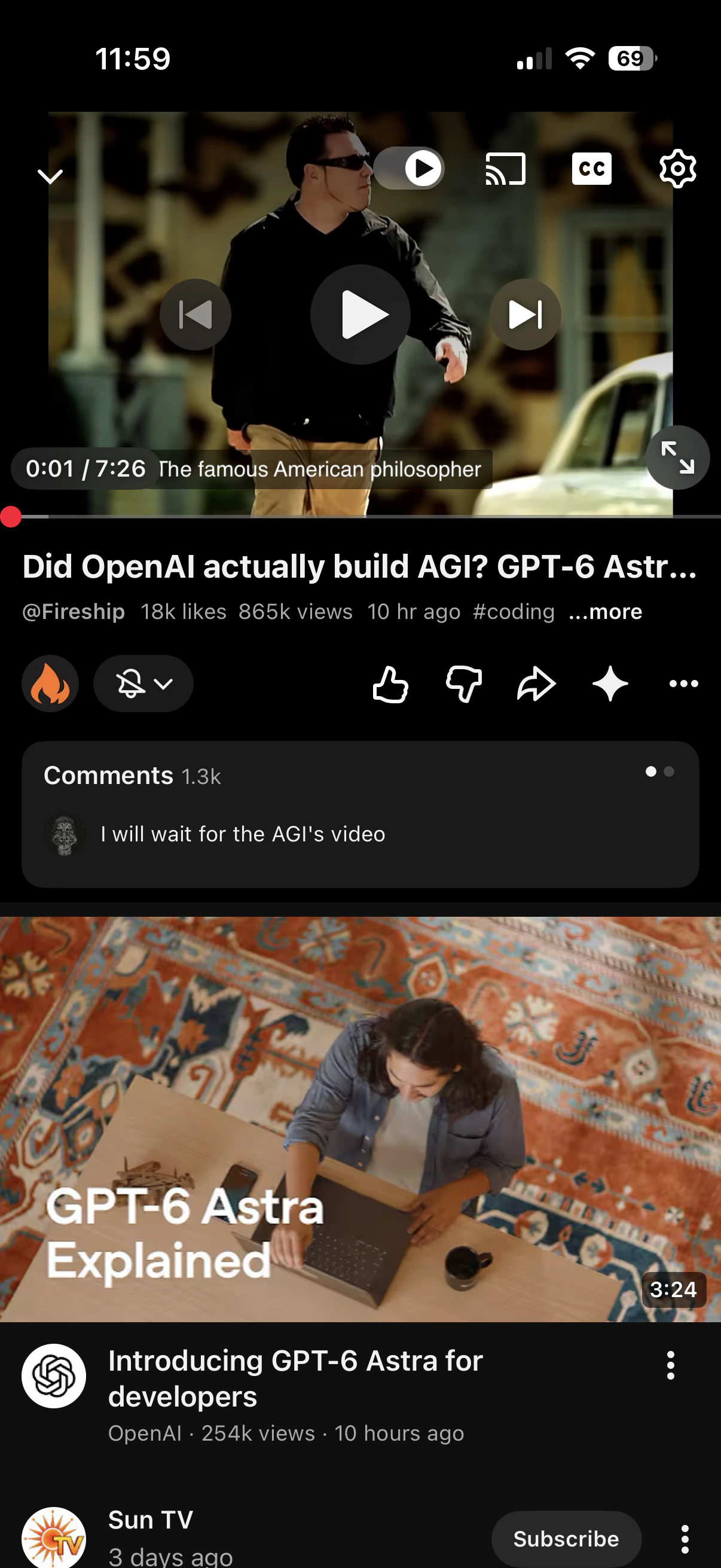 YouTube, first screen